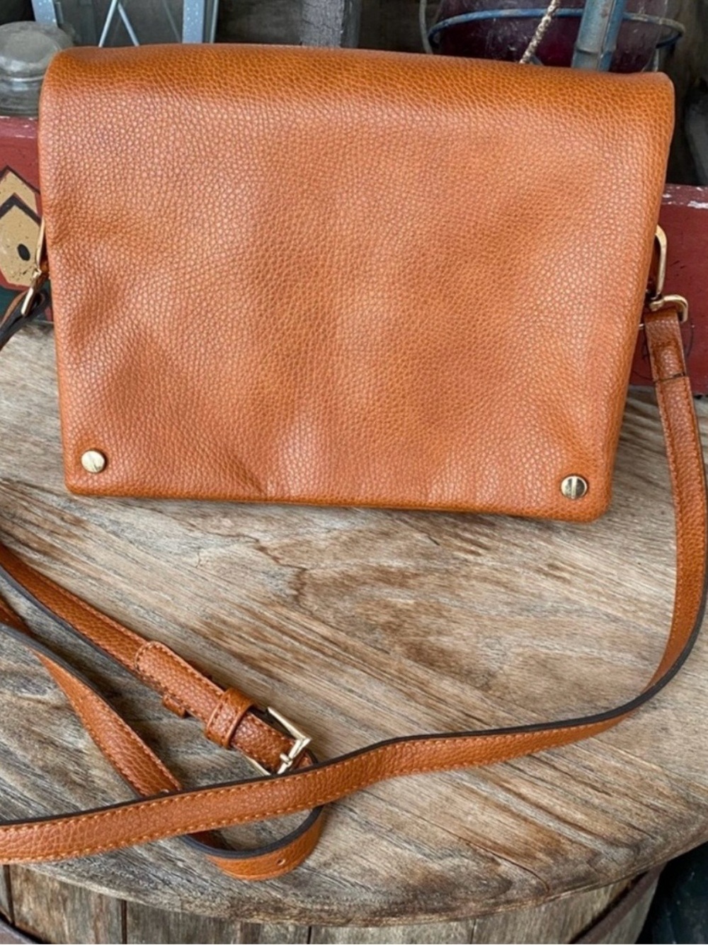 Street Level Tan Leather Crossbody Bag